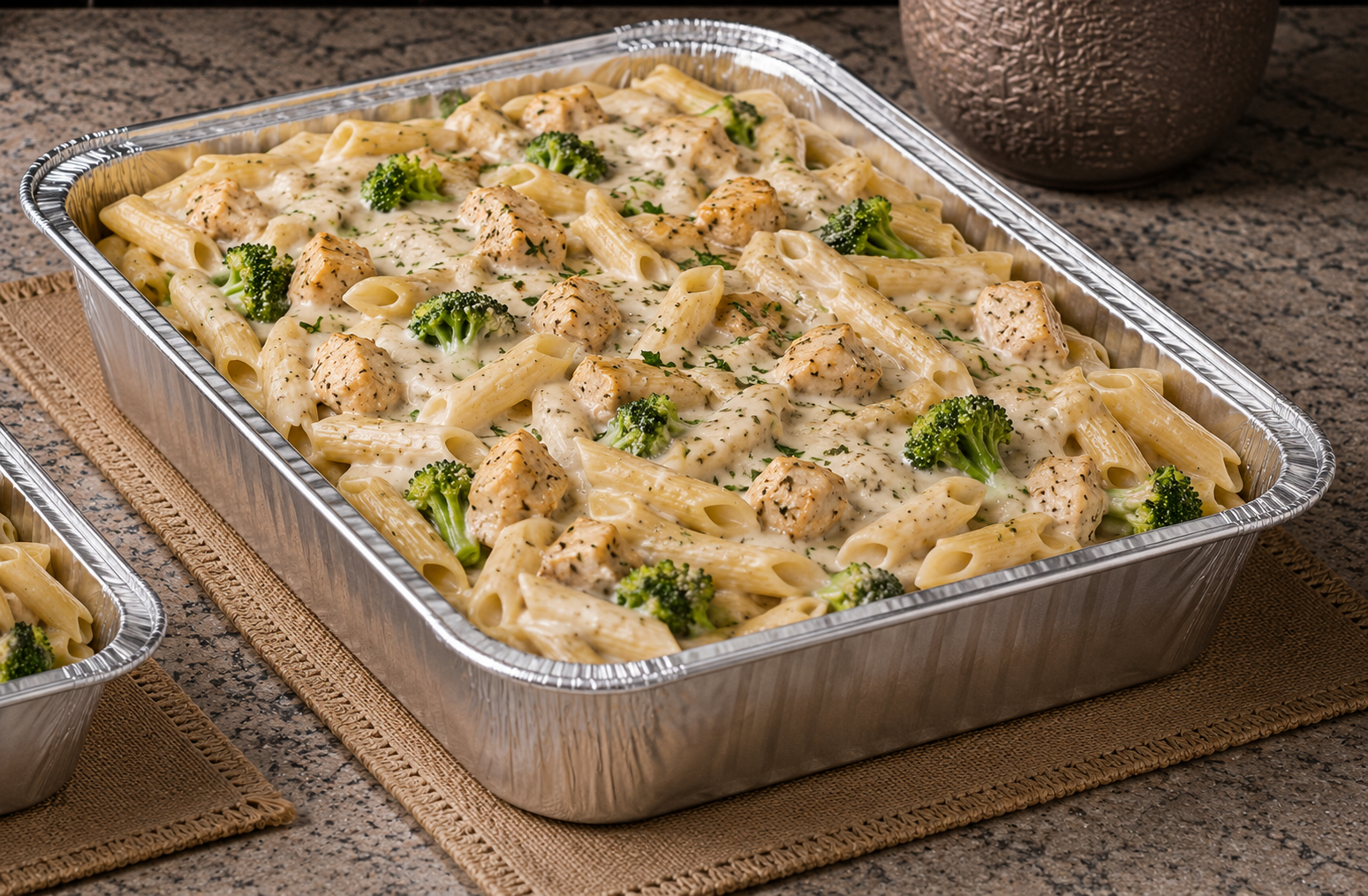 Penne Alfredo au poulet et brocoli -Format familial